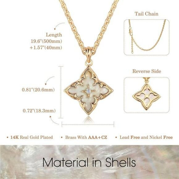 Fettero Gold Clover Necklace Women Dainty 14k Plated CZ Pendant Choker Chain - Picture 6 of 7